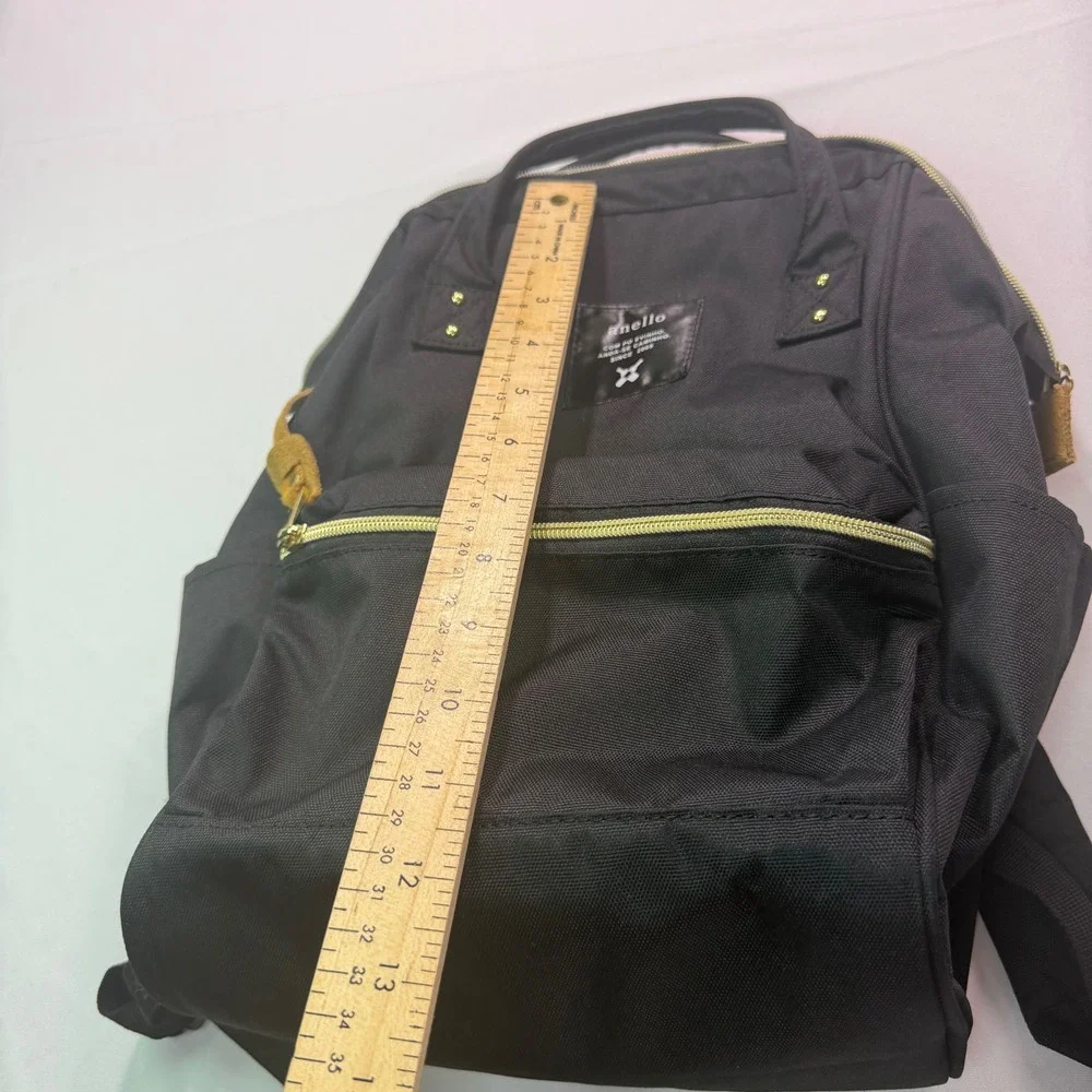 Anello Black Canvas Wide Mouth Backpack Gold Zip Shoulder Bag Pocket Philippines